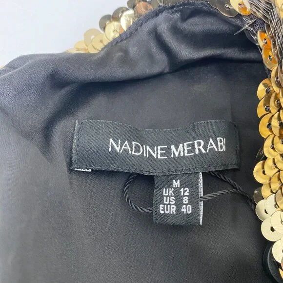 Nadine Merabi Celina Gold Sequin Dress Medium - Picture 13 of 15